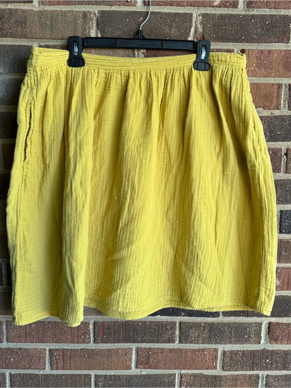 Yellow Women's Gathered Cotton Skirt